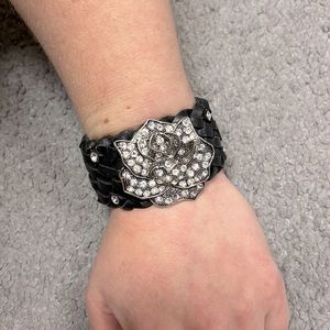 Leather rose bracelet